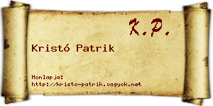 Kristó Patrik névjegykártya